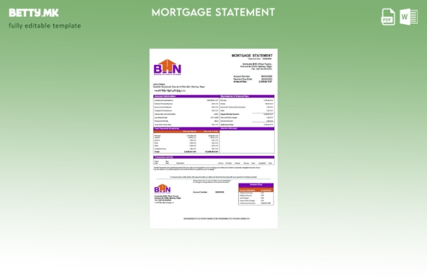 модерен стил Niger Banque de l'Habitat du Niger (BHN) извод за хипотека Шаблон з